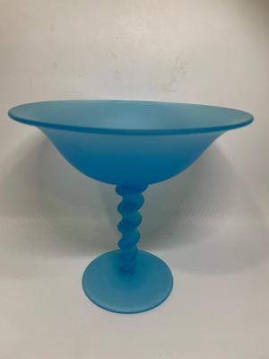 Tiffin Glass Sky Blue Satin Compote