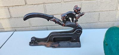 Cast Iron Tobacco cutter, Imp thumbing nose Cigar Plug