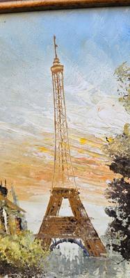 Painting Paris Street Scene with Eiffel Tower, framed,