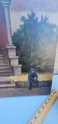 Haunting Painting of house and figure signed D. Heffernan '09