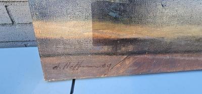 Haunting Painting of house and figure signed D. Heffernan '09