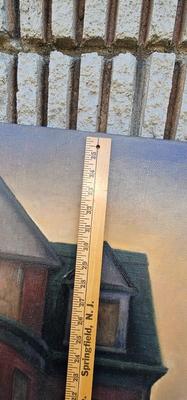 Haunting Painting of house and figure signed D. Heffernan '09