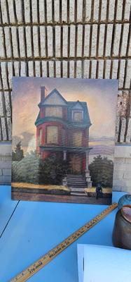 Haunting Painting of house and figure signed D. Heffernan '09