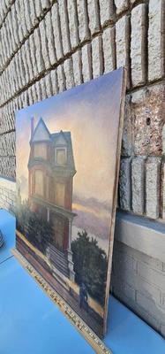 Haunting Painting of house and figure signed D. Heffernan '09