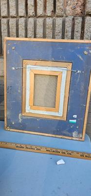 Painting of the seaside with Victorian figures and VERY ORNATE FRAME!