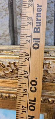 Painting of the seaside with Victorian figures and VERY ORNATE FRAME!