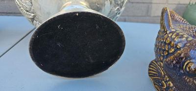 Large Silver Repousse Footed Bowl