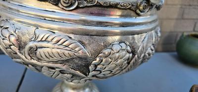 Large Silver Repousse Footed Bowl