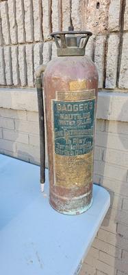 Copper and Brass Badger's Antique fire extinguisher