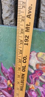 Painting of flowers, pinks and green