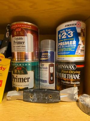 A GALLON OF BEHR MARQUEE PAINT, 123 PRIMER, WOOD FINISHINGS, NEW PAINT BRUSHES, ROLLERS AND MORE!