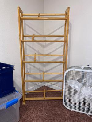 TOTES, SHOE RACK, & BOX FAN
