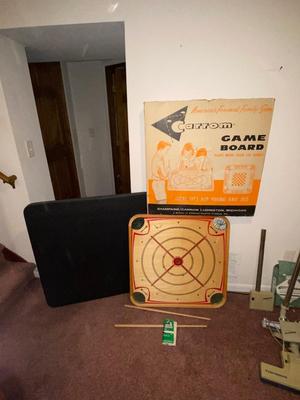 1960’S CARROM GAME BOARD, & A COSCO CARD TABLE