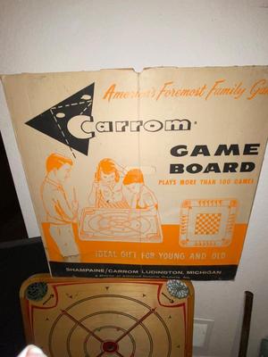 1960’S CARROM GAME BOARD, & A COSCO CARD TABLE
