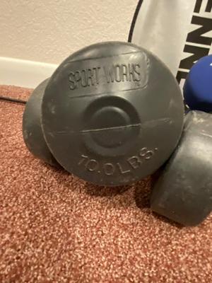 RAWLINGS BALL MITTS, JUNIOR RAQUET, & DUMB BELLS