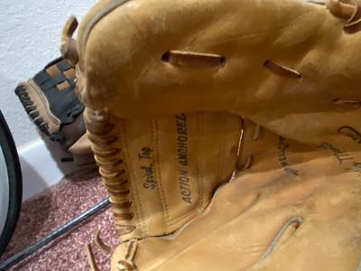 RAWLINGS BALL MITTS, JUNIOR RAQUET, & DUMB BELLS
