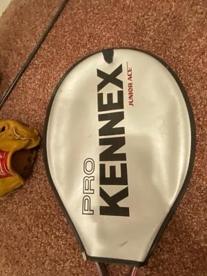 RAWLINGS BALL MITTS, JUNIOR RAQUET, & DUMB BELLS