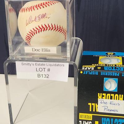 Doc Ellis Pirates OMLB Signed Autographed Baseball In Collectors Case