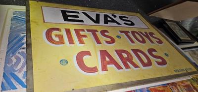 Vintage Hand Painted Sign for Eva's Gift Shop
