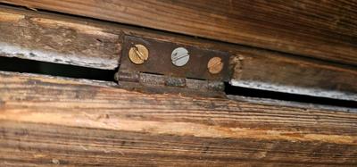 Antique Wood Carpenters Tool Chest Beautiful Faded Paint Tin on Top