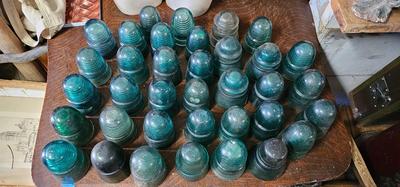 Lot of 37 Blue Green Insulators
