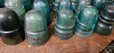 Lot of 37 Blue Green Insulators