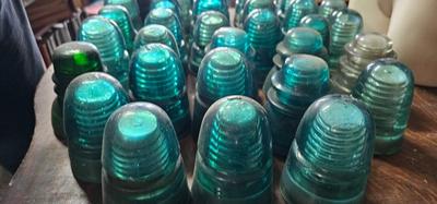 Lot of 37 Blue Green Insulators