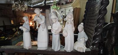 Lot of 5 Lladros Shepherdess, Girl holding Piglet, Girl with Lamb, Shepard with Lamb, Shepard Girl All Matte Finish