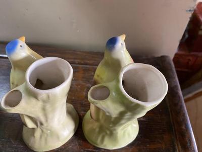 Vintage bird flower frogs