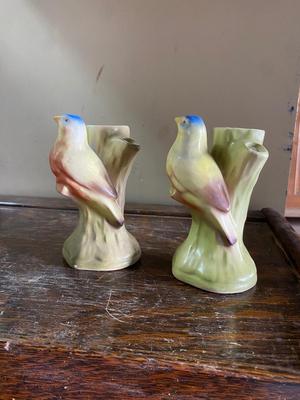 Vintage bird flower frogs