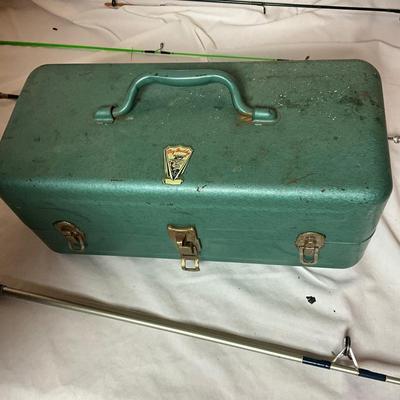 A1432 Fishing Gear Lot: Rods, Reels, and Tackle Box