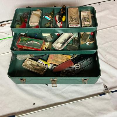 A1432 Fishing Gear Lot: Rods, Reels, and Tackle Box