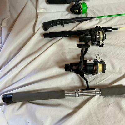 A1432 Fishing Gear Lot: Rods, Reels, and Tackle Box