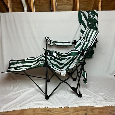 A1433 Comfortable Folding Green and White Striped Sling Chair
