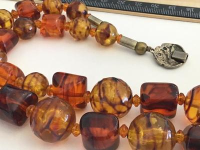 Vintage Amber Tone Beaded Necklace