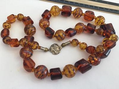 Vintage Amber Tone Beaded Necklace