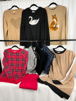 Lot D 393 Women’s Plus Size Sweater Lot Fox Swan Love (XXL)