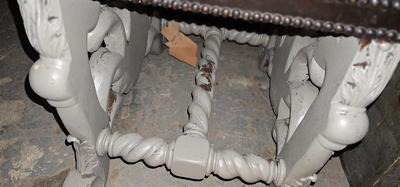 Theodore Alexander Mahogany Leather Nailhead Acanthus Foot stool Rest Ottoman (PAINTED)