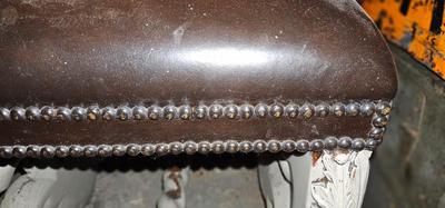 Theodore Alexander Mahogany Leather Nailhead Acanthus Foot stool Rest Ottoman (PAINTED)