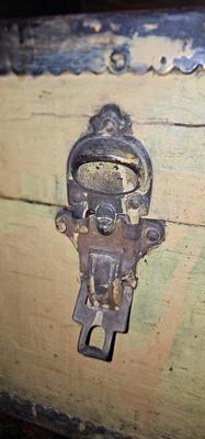 Small Antique Chest 19C Painted yellow