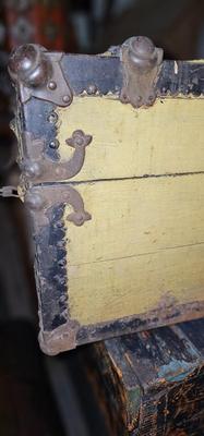 Small Antique Chest 19C Painted yellow