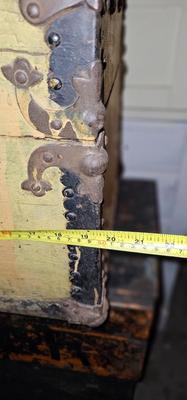 Small Antique Chest 19C Painted yellow