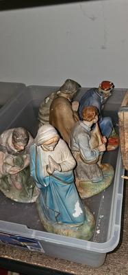 Vintage Nativity Figures, Plaster Large 8" to 15"