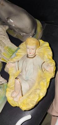 Vintage Nativity Figures, Plaster Large 8" to 15"