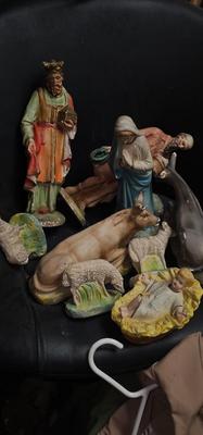 Vintage Nativity Figures, Plaster Large 8" to 15"
