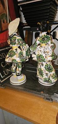 Two Very Large Capodimonte Asian Women Figurines Porcelain