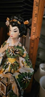 Two Very Large Capodimonte Asian Women Figurines Porcelain