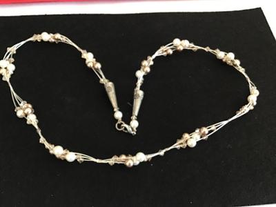 Beautiful Crystal Pearl Multi Strand Necklace