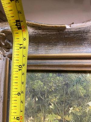 Vintage small framed landscape, Ornate Frame, Signed DeCastro