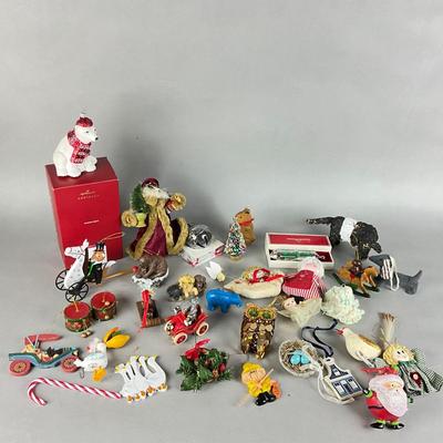 A1464 Christmas Ornament Lot with Hallmark Bear